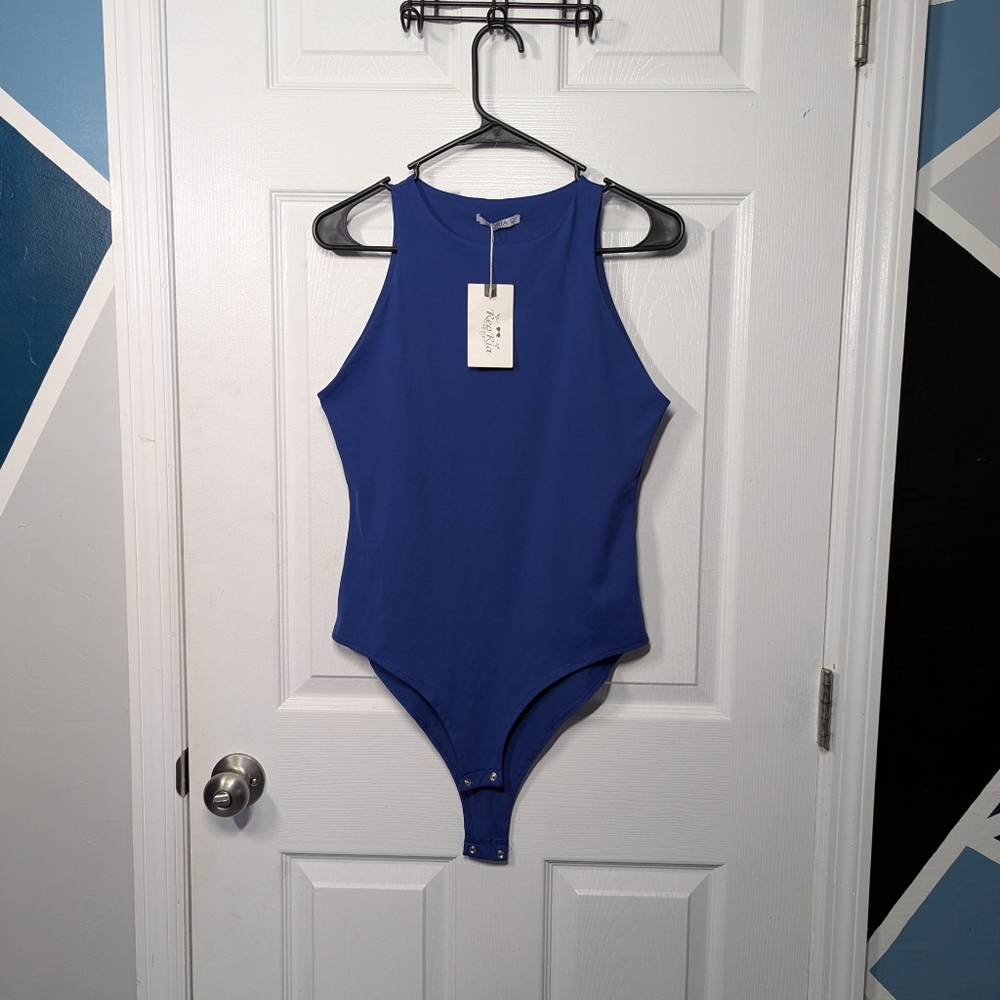 Blue Bodysuit Tank Top Nwt large Womens Reoria